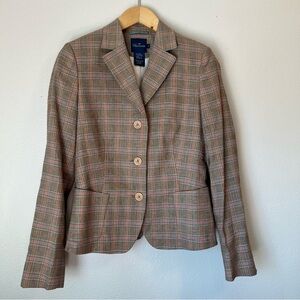 Faconnable Plaid Linen Blend Blazer Jacket Career Workwear Preppy